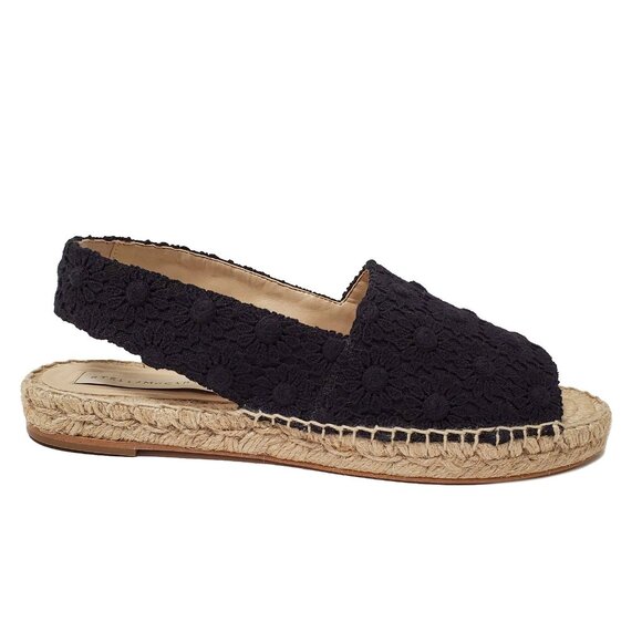 STELLA MCCARTNEY SHOES BLACK LACE SLINGBACK ESPADRILLES FLATS $380 sz 38 8 US